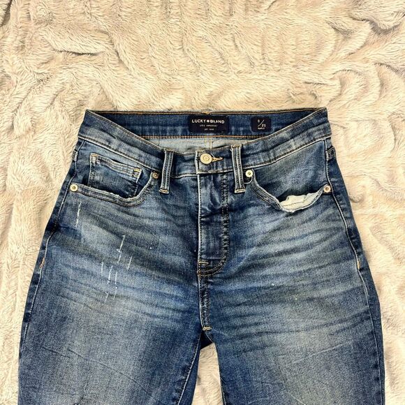 Lucky Brand Jeans Womens 0/25 Bridgette Skinny Ankle Distressed Raw Hem Festival - Picture 3 of 9